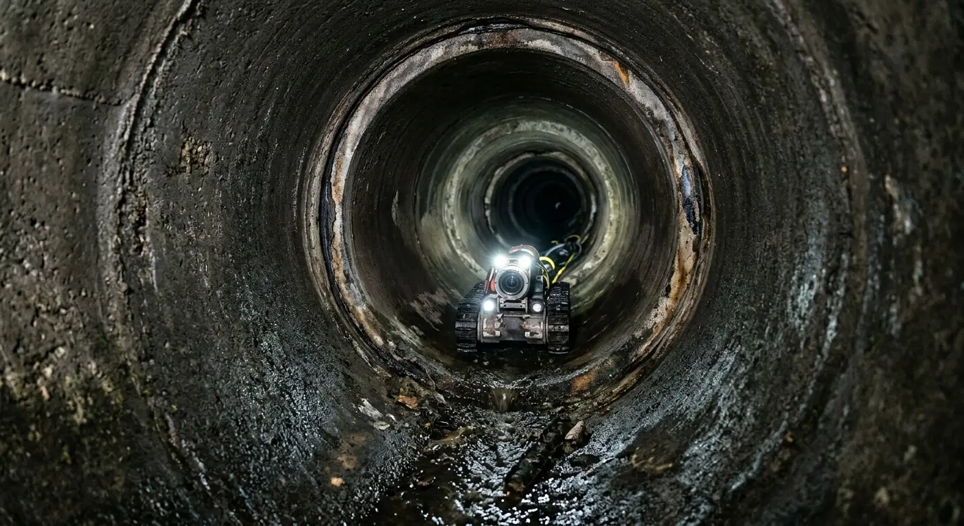 Robotic sewer camera inspecting pipe interior for Sewer Line Repair in Red Oak